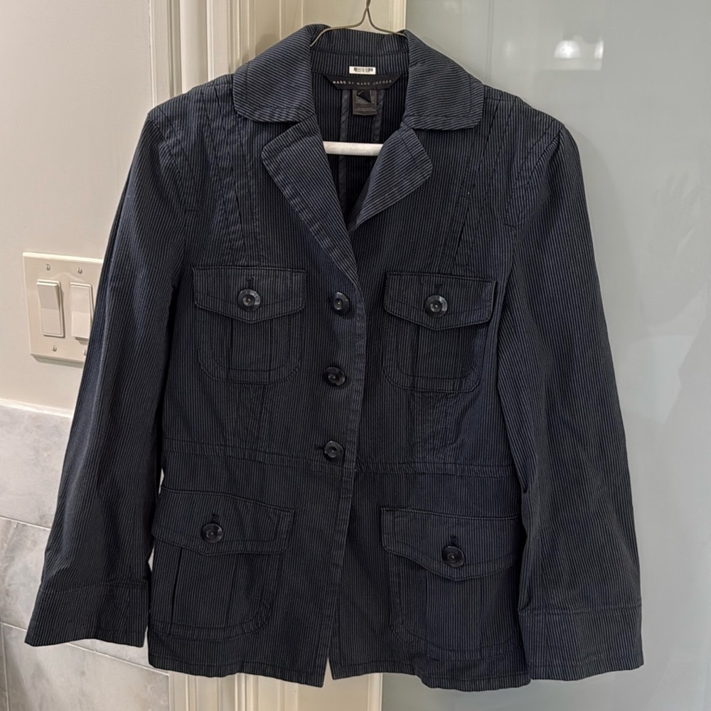 Marc Jacobs dark blue striped jacket with button detail size 10